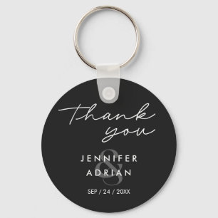 Elegant Minimal Eerie Black Modern Wedding Key Ring