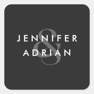 Elegant Minimal Eerie Black Modern Wedding Square Sticker