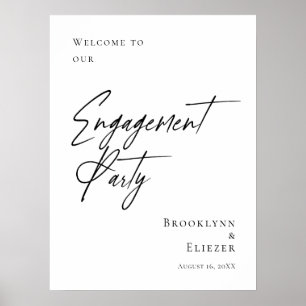 Elegant minimal Engagement Party welcome Poster