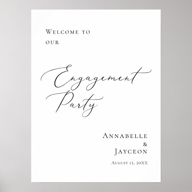 Elegant minimal Engagement Party welcome Poster (Front)