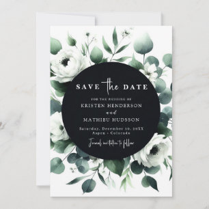 Elegant Minimal Eucalyptus Digital Wedding Save The Date