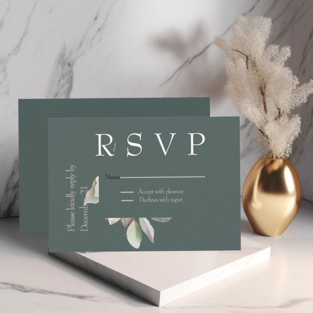 Elegant minimal eucalyptus  RSVP card (Creator Uploaded)