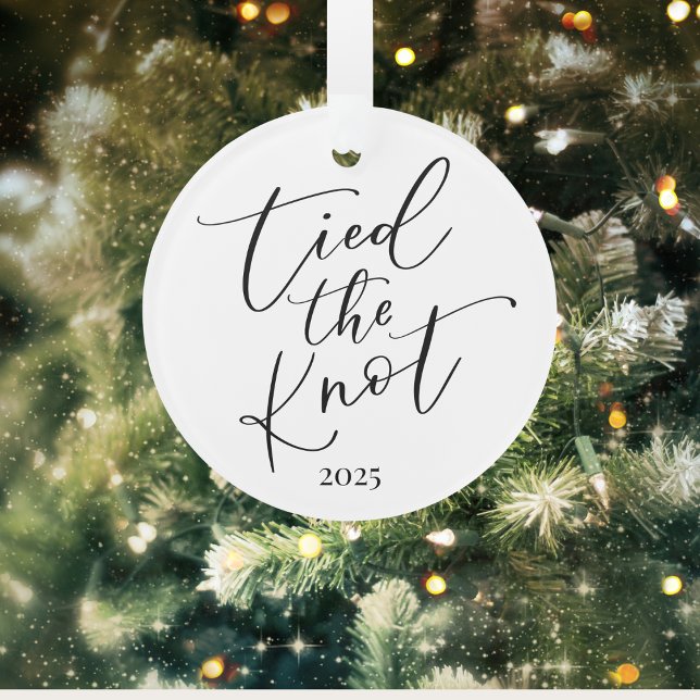 Elegant Minimal First Year Married Ornament (Tied the Knot Ornament | Wedding Keepsake for Couples | Elegant First Christmas Together Gift)