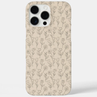 Elegant Minimal Floral Line Pattern iPhone 16 Pro Max Case