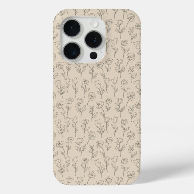 Elegant Minimal Floral Line Pattern Case-Mate iPhone Case (Back)