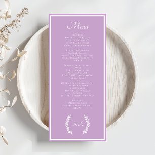 Elegant Minimal Floral Monogram Purple Lavender Menu
