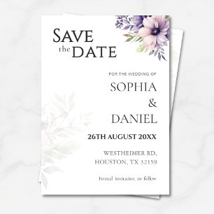 Elegant Minimal Floral Save the Date Card 