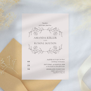 Elegant Minimal Floral Wedding Invitation