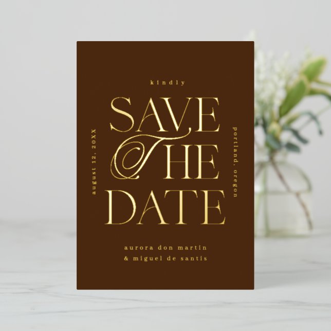 elegant & minimal foiled save the date (Standing Front)