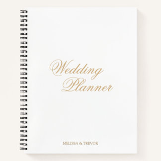 Elegant Minimal Formal Gold Script Wedding Planner Notebook