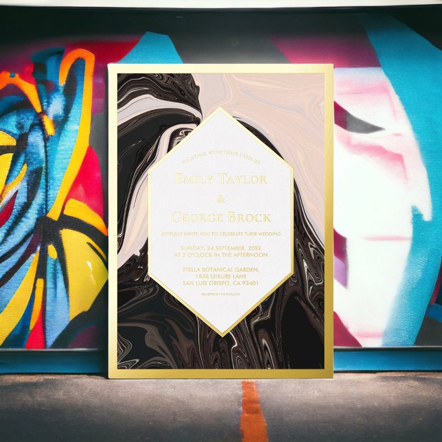 Elegant Minimal Geometric Black White Wedding Gold (Creator Uploaded)