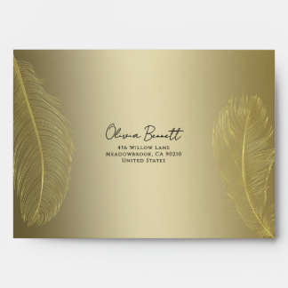 Elegant Minimal Gold Feather Envelope