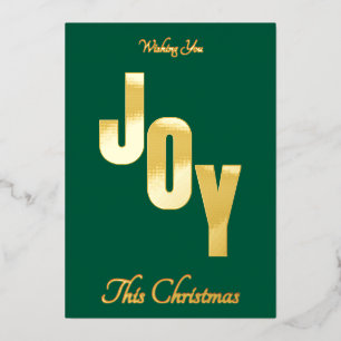 Elegant Minimal Gold Foil Green JOY Christmas