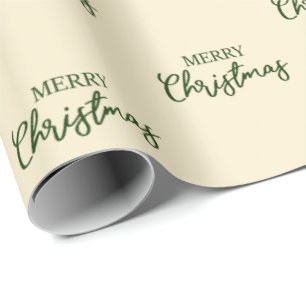 Elegant Minimal Gold Green Merry Christmas   Wrapping Paper