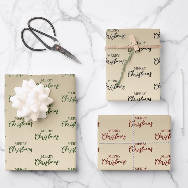 Elegant Minimal Gold Merry Christmas  Wrapping Paper Sheet (Front)