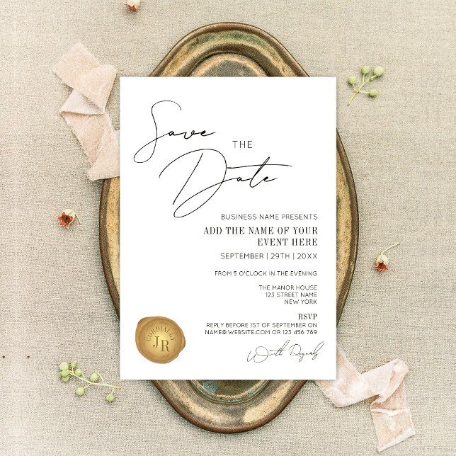 Elegant Minimal Gold Wax Stamp Business Logo Event Invitation (Creator Uploaded)