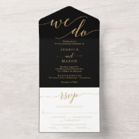 Elegant Minimal Gold We Do All In One Invitation