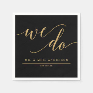 Elegant Minimal Gold Wedding Cocktail Napkin