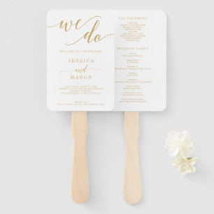 Elegant Minimal Gold Wedding Program Fan