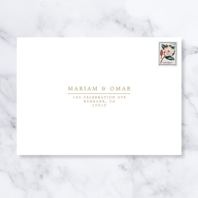 Elegant Minimal Gold Wedding RSVP Self-Addressed Envelope (Creator Uploaded)