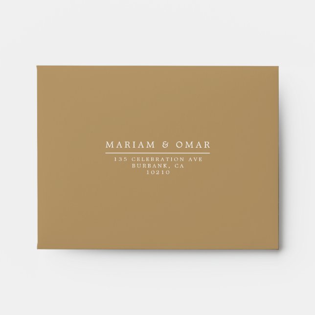 Elegant Minimal Gold Wedding RSVP Self-Addressed Envelope (Front)