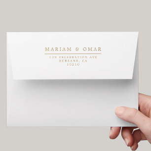 Elegant Minimal Gold White Return Address Wedding Envelope