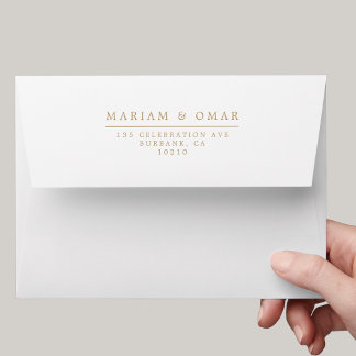 Elegant Minimal Gold White Return Address Wedding Envelope