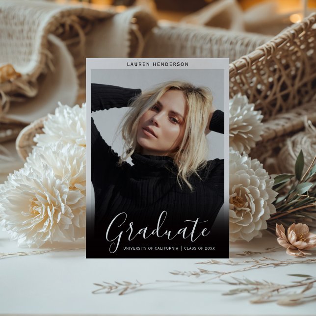 Elegant Minimal Graduate Photo Graduation Announcement (Creator Uploaded)