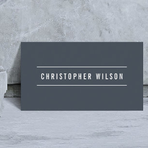 Elegant Minimal Grayish Blue White Consultant Business Card