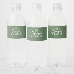 Elegant Minimal Green Camp Bachelorette Weekend Water Bottle Label