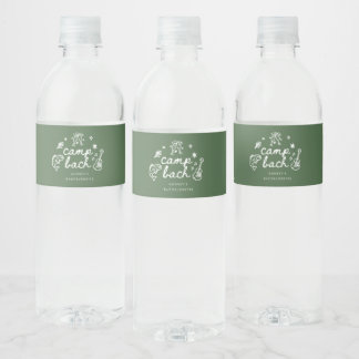 Elegant Minimal Green Camp Bachelorette Weekend Water Bottle Label