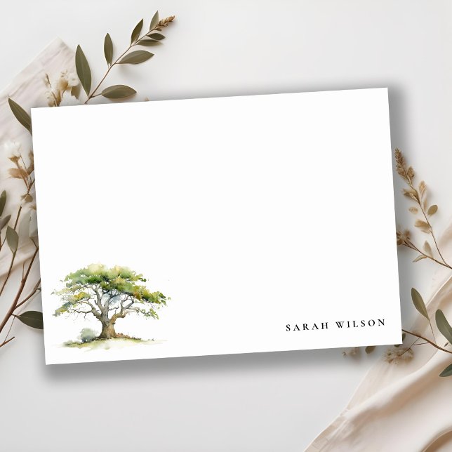 Elegant Minimal Green Watercolor Oak Tree Wedding Card (Creator Uploaded)