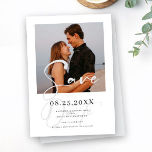 Elegant Minimal Grey Wedding Photo Save The Date