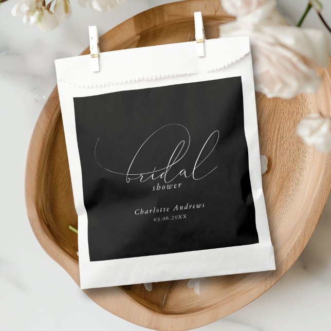 Elegant, minimal, handwriting Bridal Shower Favour Bags (Elegant, minimal, handwriting Bridal Shower Favor Bag with your name and date. Scripted Font.)