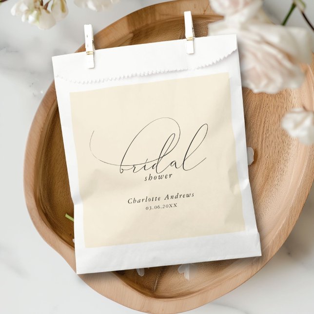 Elegant, minimal, handwriting Bridal Shower Favour Bags (Elegant, minimal, handwriting Bridal Shower Favor Bag with your name and date. Scripted Font.)