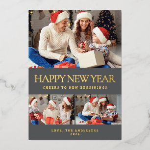 Elegant Minimal Happy New Year Family Photo