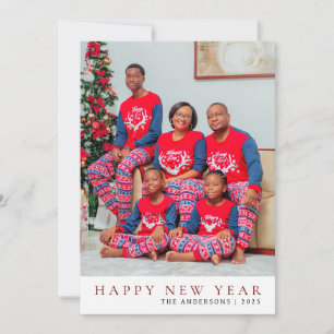 Elegant Minimal Happy New Year Family Photo Holiday Card