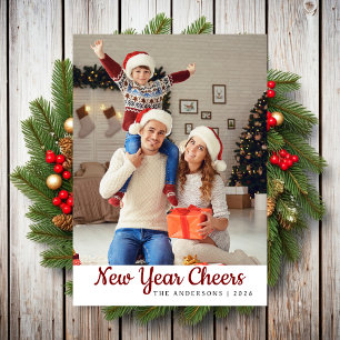 Elegant Minimal Happy New Year Family Photo Holiday Card