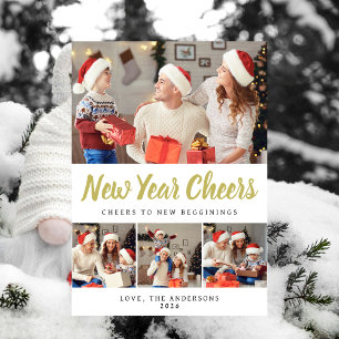 Elegant Minimal Happy New Year Family Photo Holiday Card