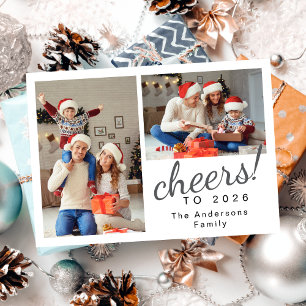 Elegant Minimal Happy New Year Family Photo Holiday Card