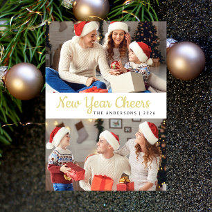 Elegant Minimal Happy New Year Family Photo Holiday Card