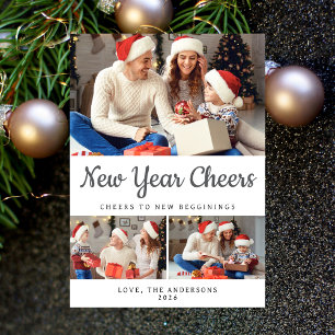 Elegant Minimal Happy New Year Family Photo Holiday Card