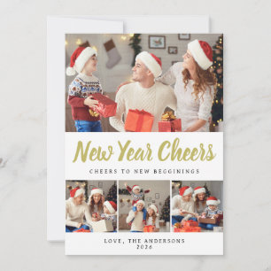 Elegant Minimal Happy New Year Family Photo Holiday Card