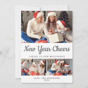 Elegant Minimal Happy New Year Family Photo Holiday Card
