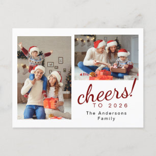 Elegant Minimal Happy New Year Family Photo Holiday Postcard