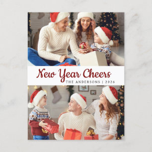 Elegant Minimal Happy New Year Family Photo Holiday Postcard