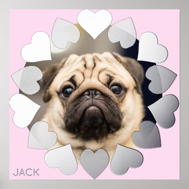 Elegant Minimal Heart Photo Add Name Foil Prints (Front)