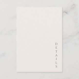 Elegant Minimal Ivory Cocoa  information Details Enclosure Card
