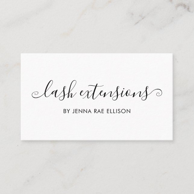 Elegant Minimal Lash Aftercare Instructions Business Card (Front)