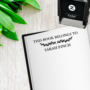 Elegant Minimal Leaf Branch This Book Belongs To Self-inking Stamp